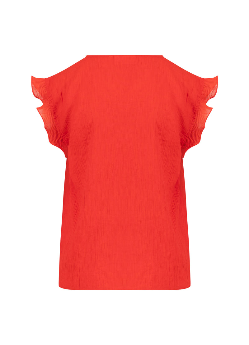 Coster Copenhagen TOP MED FLÆSER I V-UDSKÆRING Shirt/Blouse Scarlet red - 618