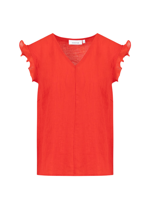 Coster Copenhagen TOP MED FLÆSER I V-UDSKÆRING Shirt/Blouse Scarlet red - 618