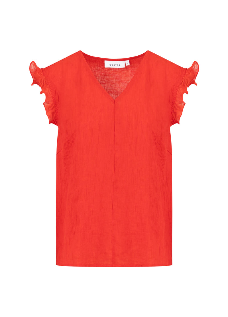 Coster Copenhagen TOP MED FLÆSER I V-UDSKÆRING Shirt/Blouse Scarlet red - 618