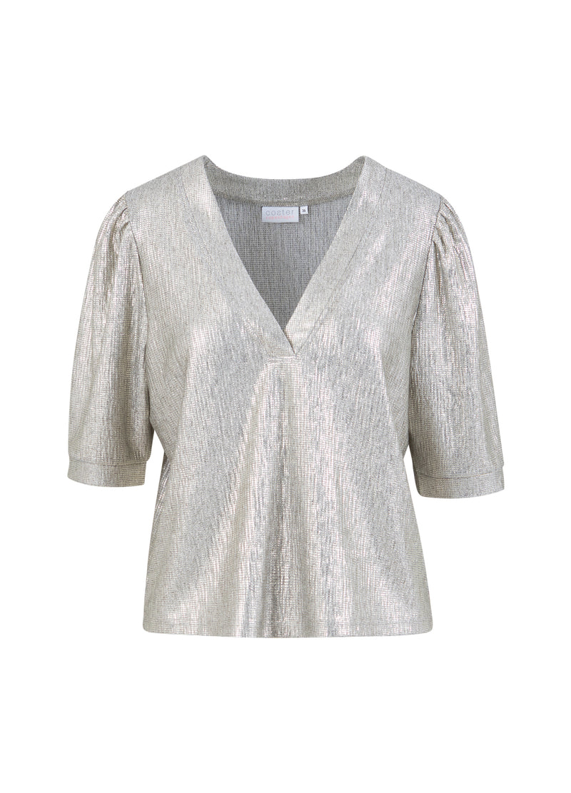 Coster Copenhagen TOP MED PUFÆRMER Shirt/Blouse Silver/gold - 212