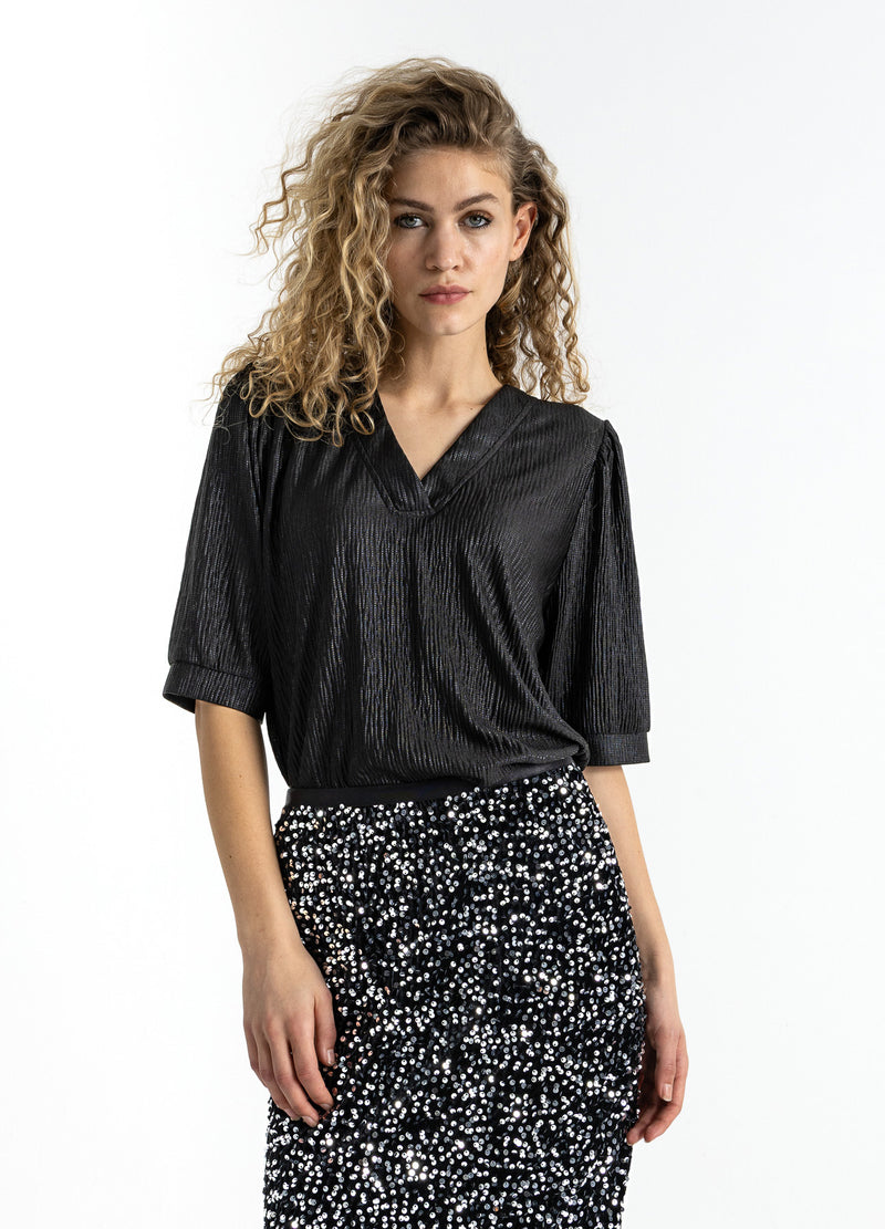 Coster Copenhagen TOP MED PUFSÆRME Shirt/Blouse Black - 100