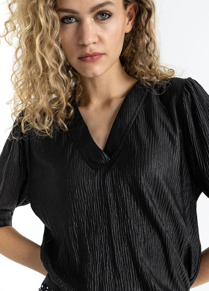 Coster Copenhagen TOP MED PUFSÆRME Shirt/Blouse Black - 100