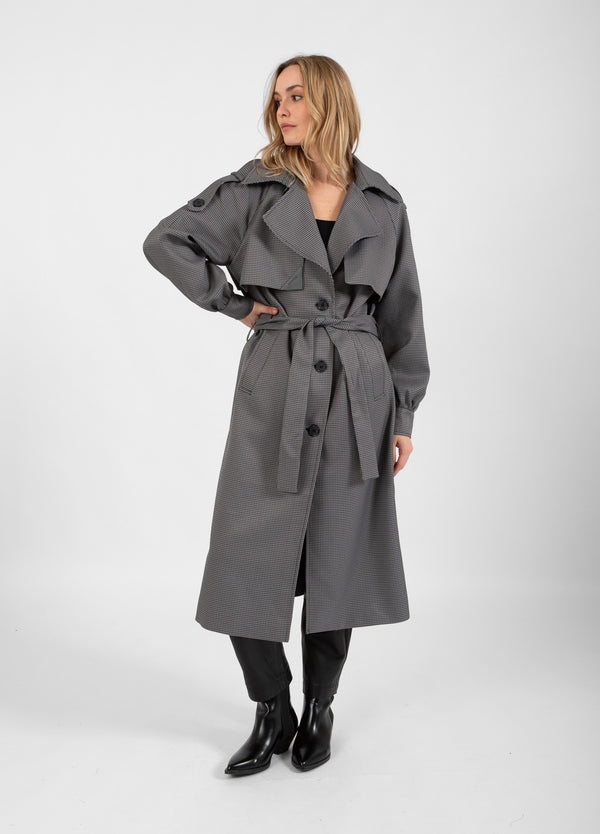 Coster Copenhagen  TRENCHCOAT I TERN Outerwear Black/Grey check - 961