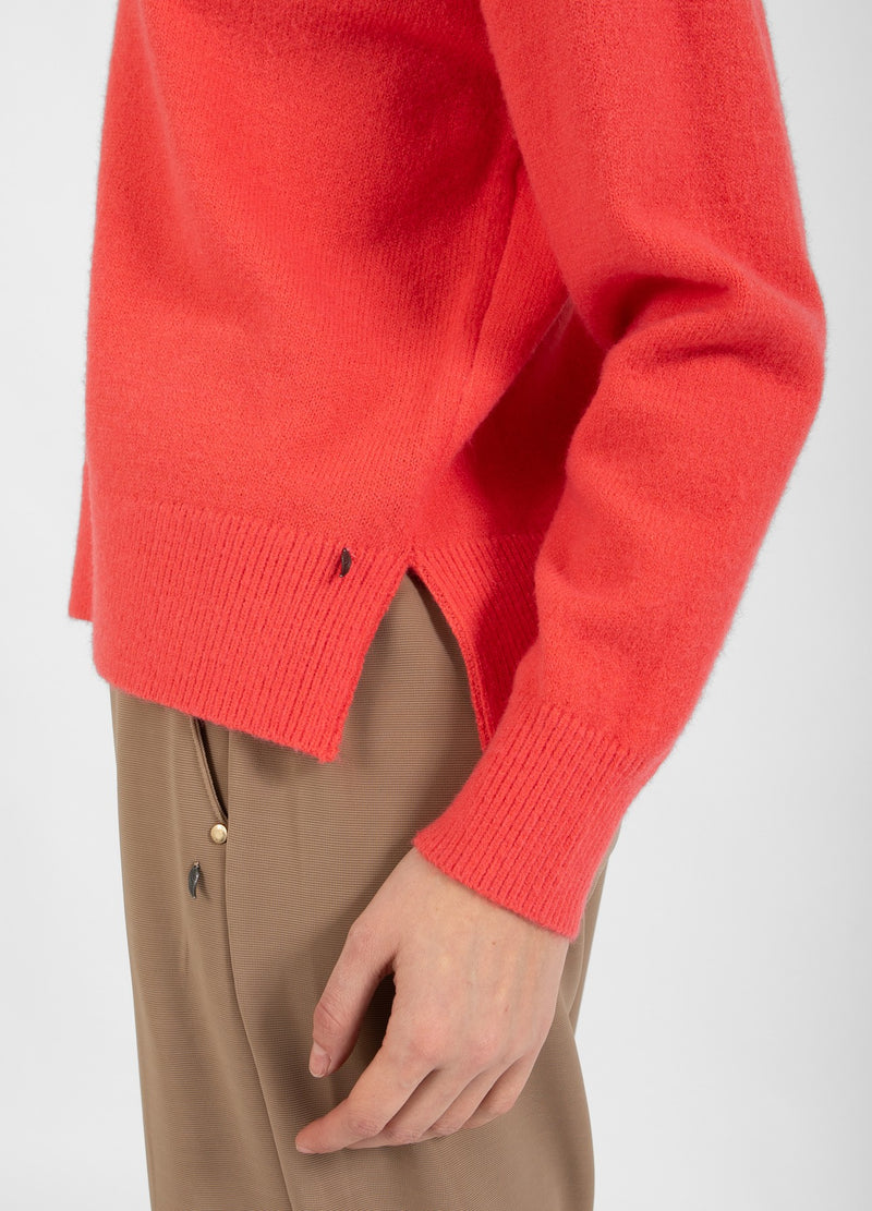 Coster Copenhagen TRØJE MED RUND HALSUDSKÆRING - COMFY KNIT Knitwear Hot coral - 685