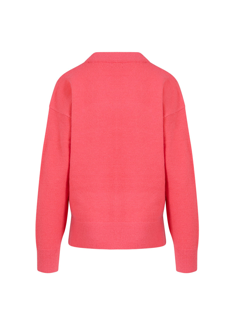 Coster Copenhagen TRØJE MED RUND HALSUDSKÆRING - COMFY KNIT Knitwear Hot coral - 685