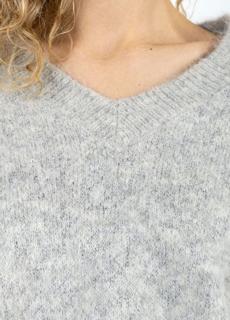 Coster Copenhagen V-HALS MED SØLV HOUNDSTOOTH Knitwear Mist grey - 121