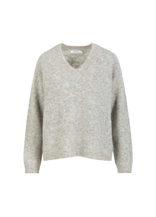 Coster Copenhagen V-HALS MED SØLV HOUNDSTOOTH Knitwear Mist grey - 121