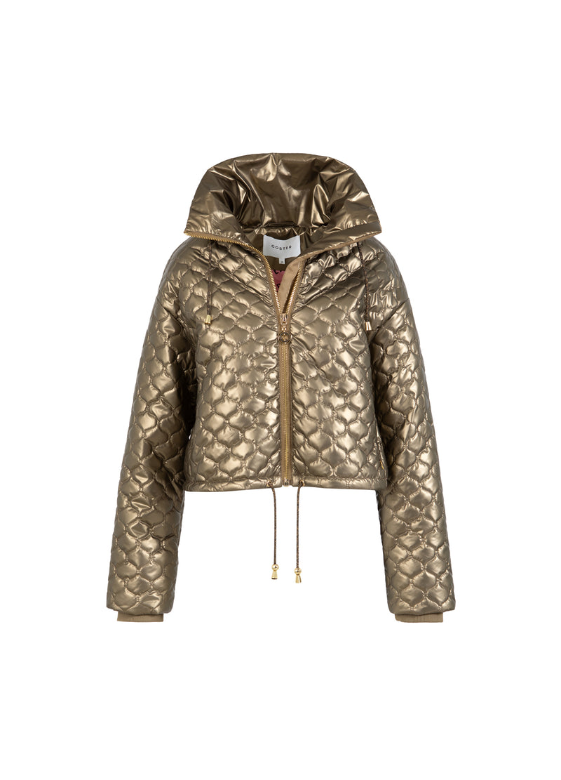 Coster Copenhagen VATTERET PUFFERJAKKE Outerwear Metallic sand - 370
