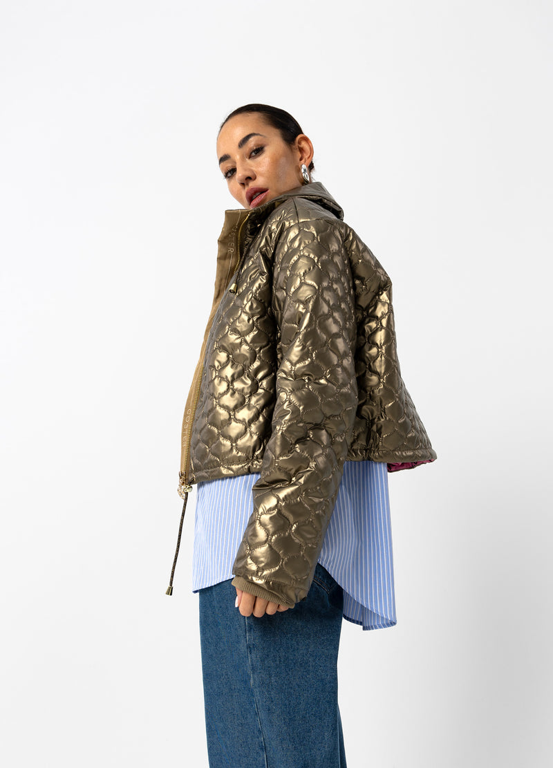 Coster Copenhagen VATTERET PUFFERJAKKE Outerwear Metallic sand - 370