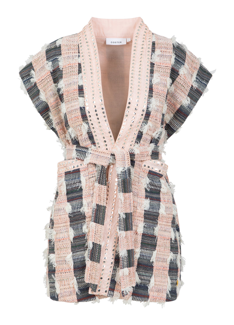 Coster Copenhagen VEST MED SPEJL-BÅND Vest Blush/black jaquard - 638