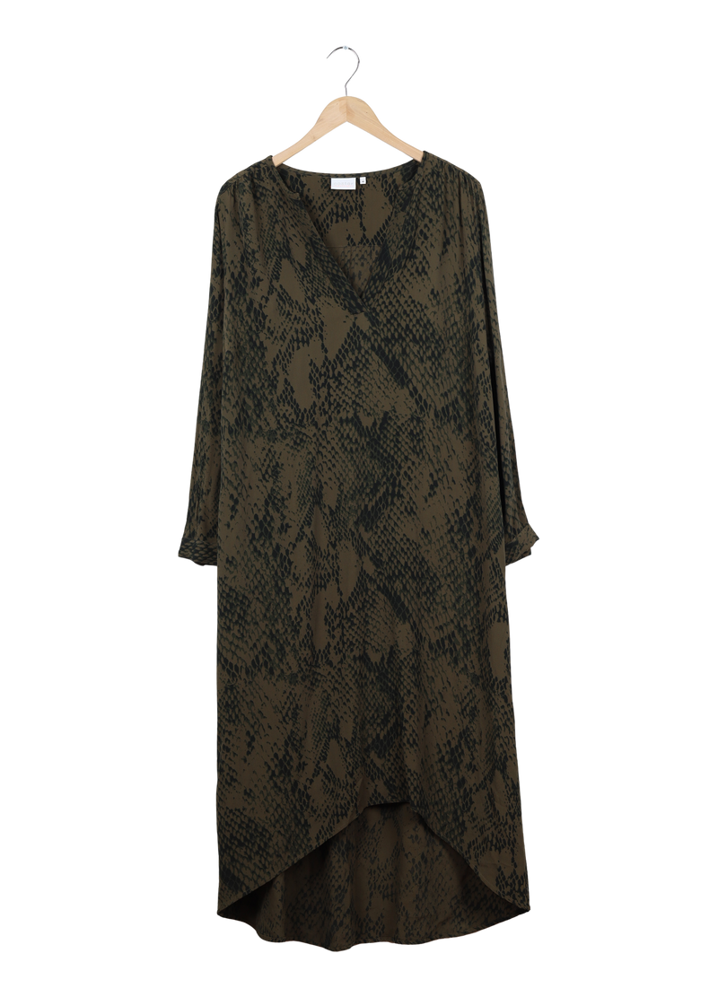 PRE-LOVED MAXI KJOLE I SLANGESKIND PRINT - Snake Print - Night Green