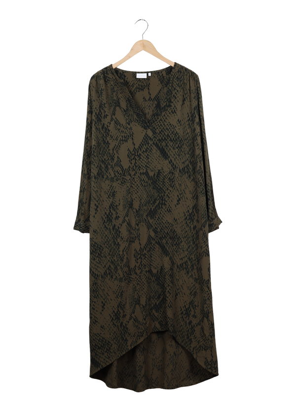 PRE-LOVED MAXI KJOLE I SLANGESKIND PRINT - Snake Print - Night Green