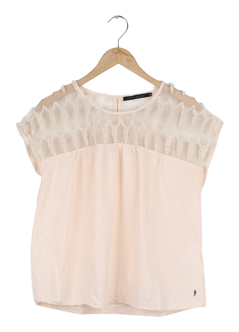 PRE-LOVED Top w. shoulder mesh - Off white
