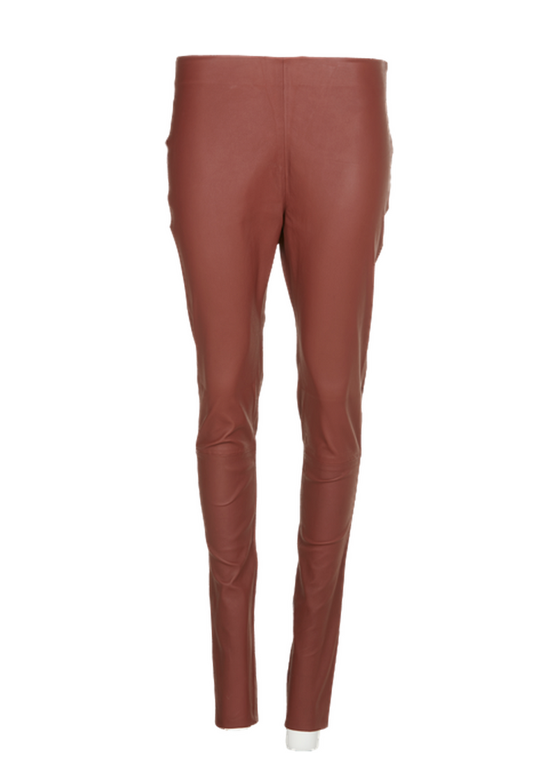 PRE-LOVED CC HEART LÆDER LEGGINGS  - Burnt henna