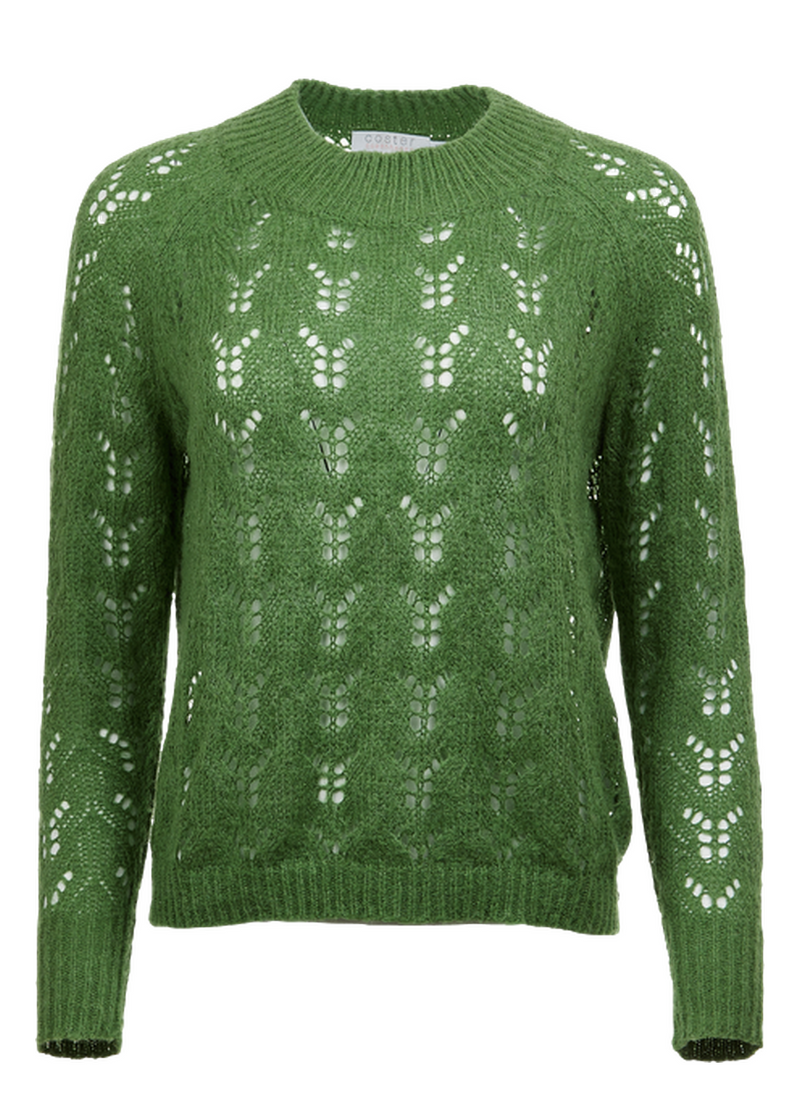 PRE-LOVED Knit W. Hole Pattern Forrest Green - Forrest green