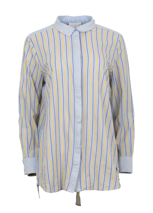 PRE-LOVED Shirt w. stand collar - Blue/yellow