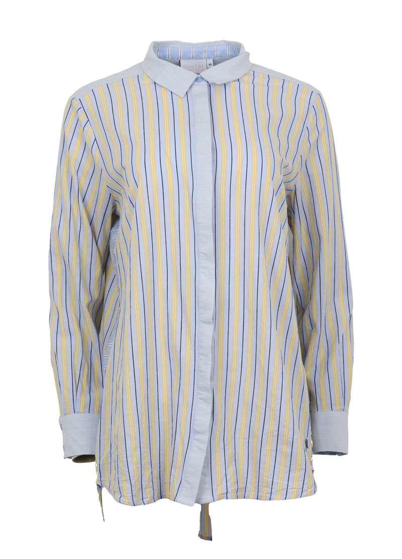 PRE-LOVED Shirt w. stand collar - Blue/yellow