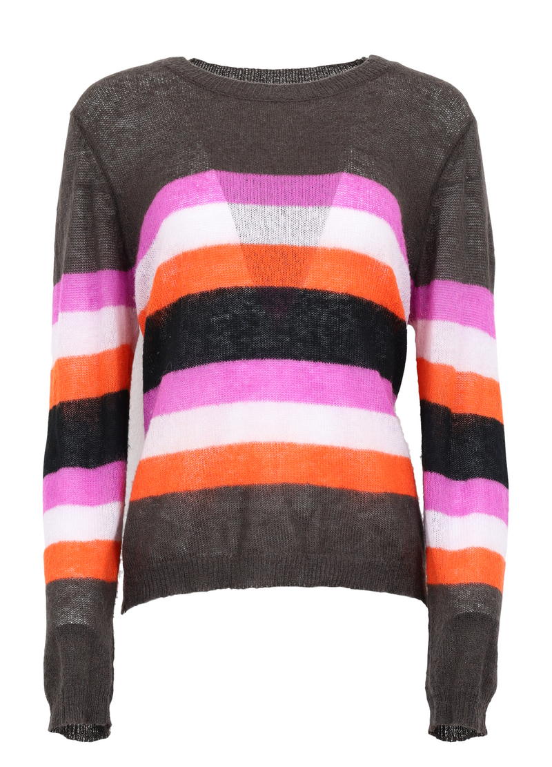 PRE-LOVED Sweater w. stripes - multi color orange