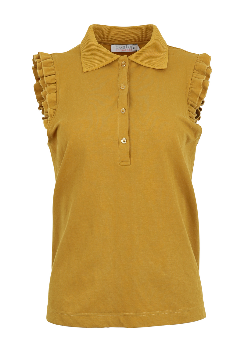PRE-LOVED Polo top w. ruffle sleeves  - Yellow