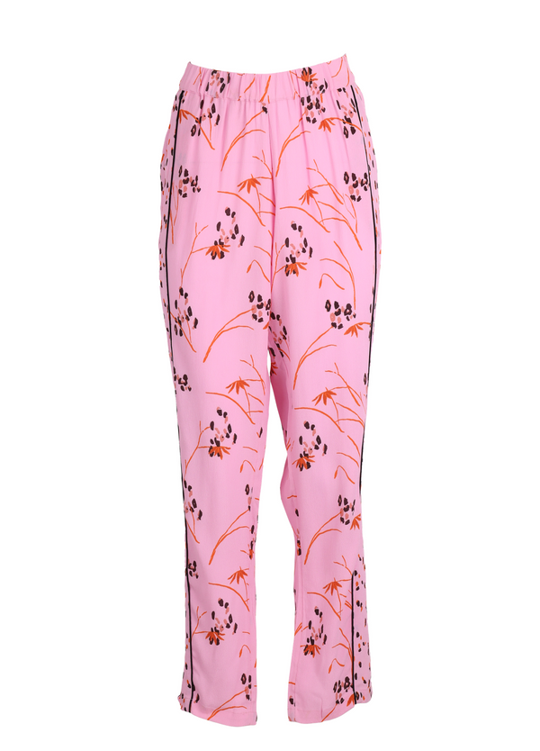 PRE-LOVED Bukser i Hibiscus print - Cloud Pink
