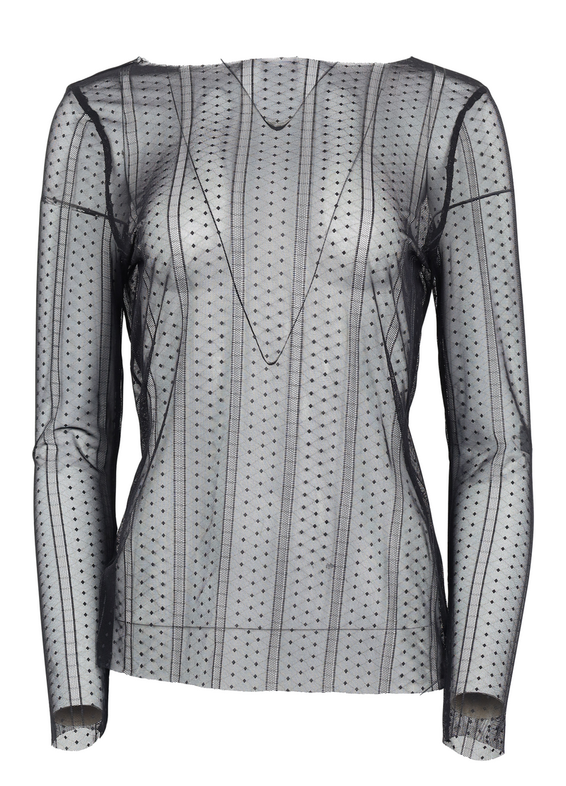 PRE-LOVED Blouse in lace w. long sleeves - Black