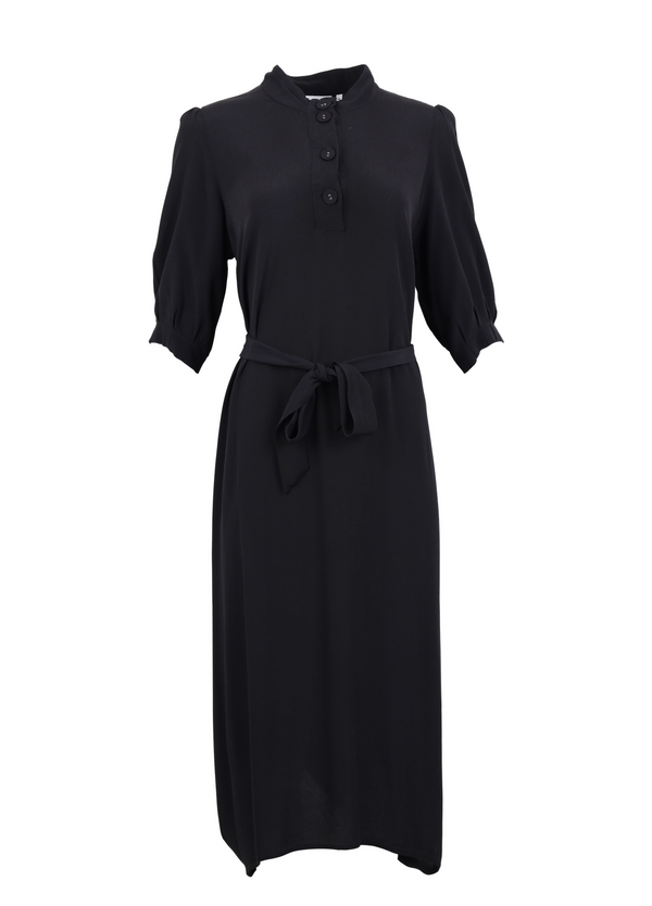 PRE-LOVED MAXI KJOLE MED KNAPPER OG TALJEBÅND  - Black