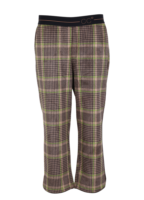 PRE-LOVED Pants in checked scuba w. CC logo waistband - Multi