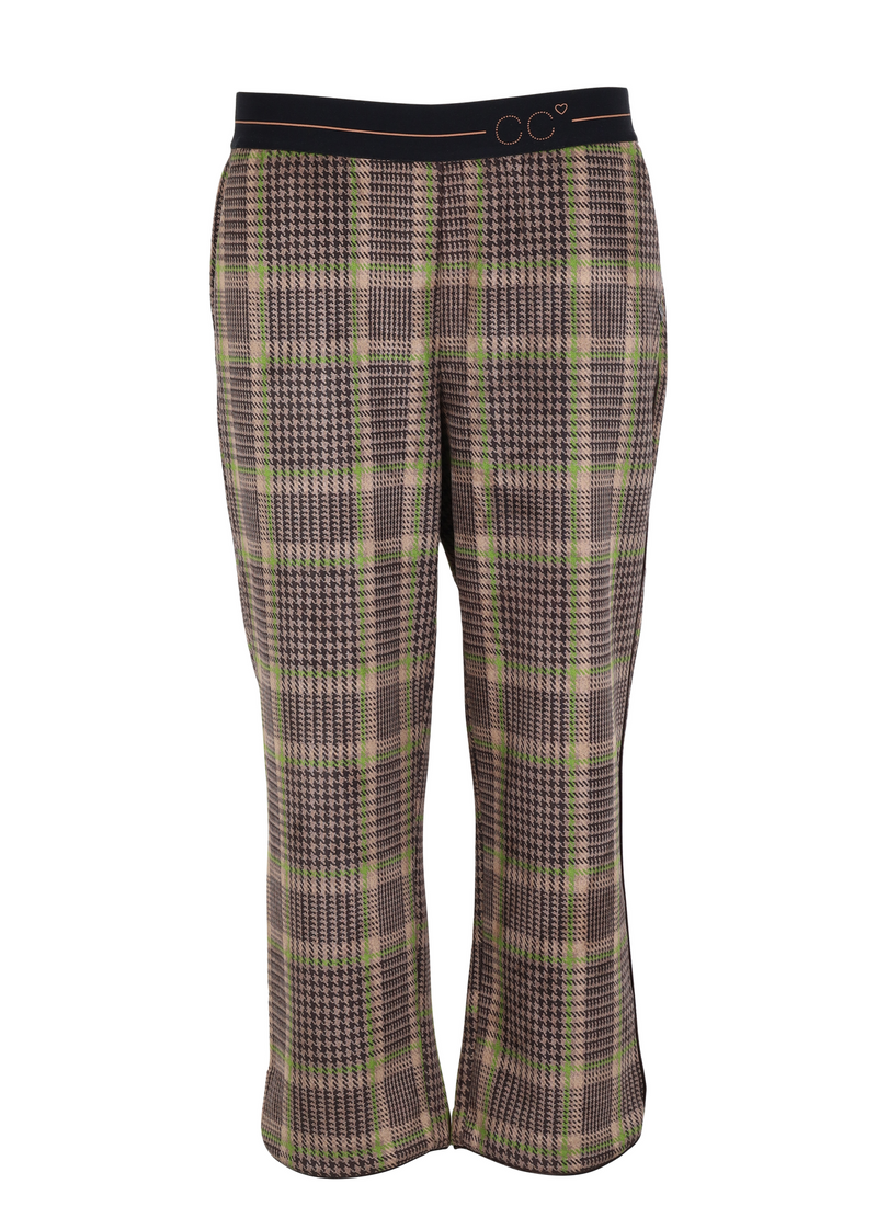 PRE-LOVED Pants in checked scuba w. CC logo waistband - Multi