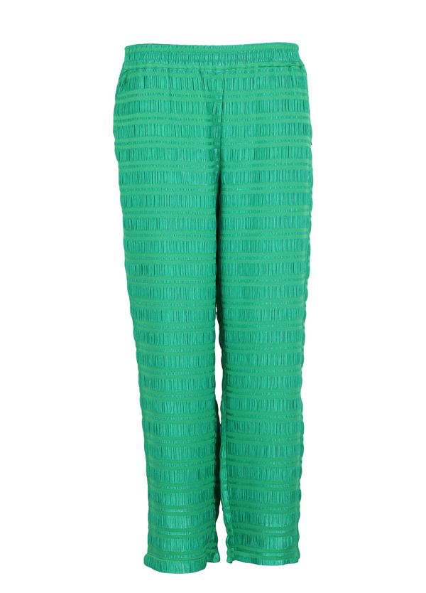 PRE-LOVED Pants w. elastic waist in stripe jacquard - Green