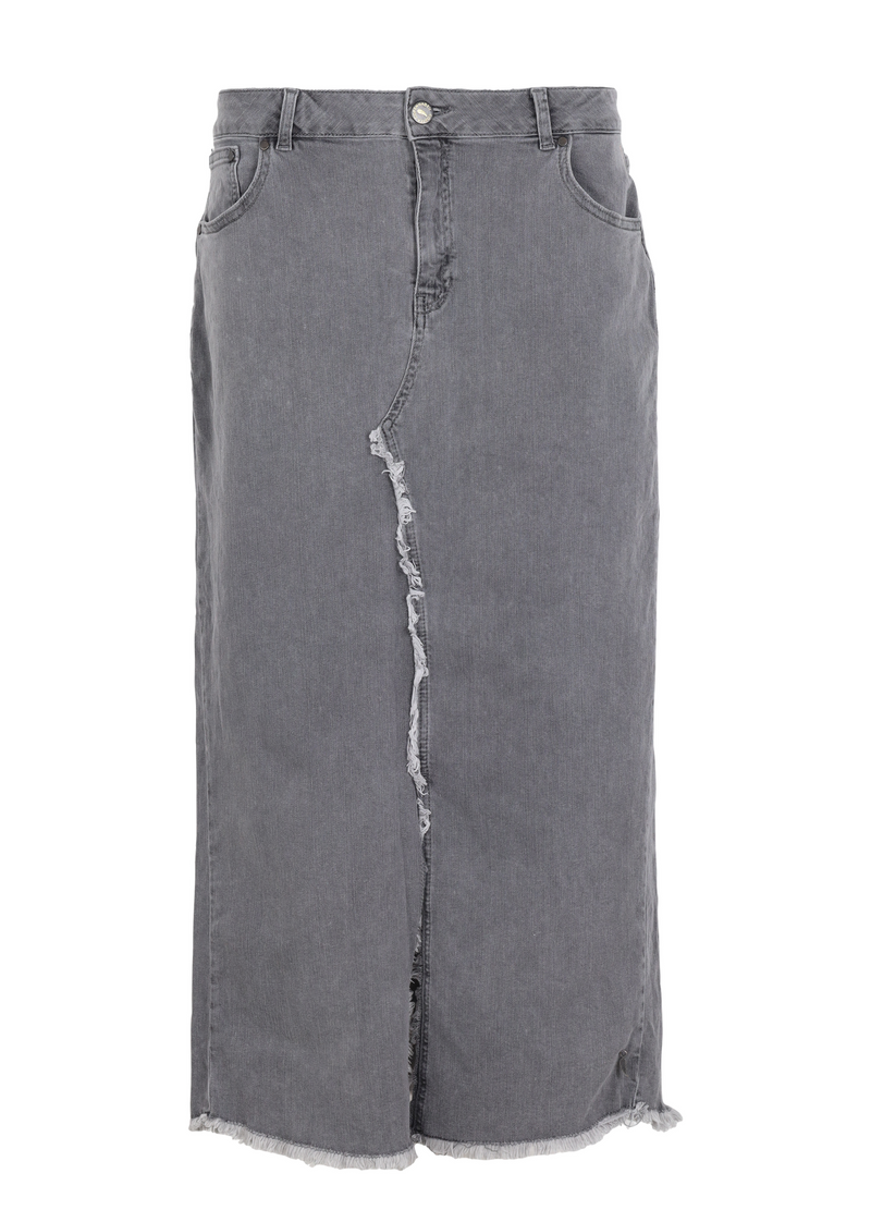 PRE-LOVED DENIM NEDERDEL  - Grey wash