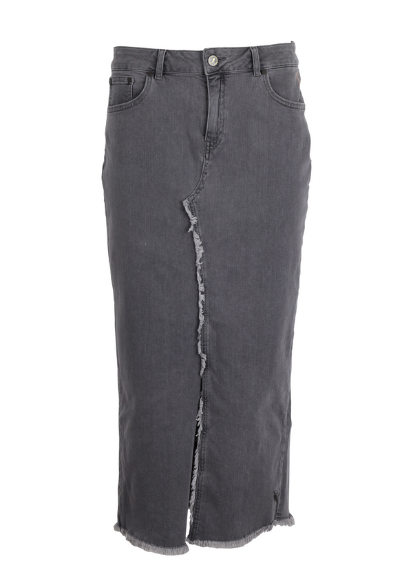 PRE-LOVED DENIM NEDERDEL  - Grey wash