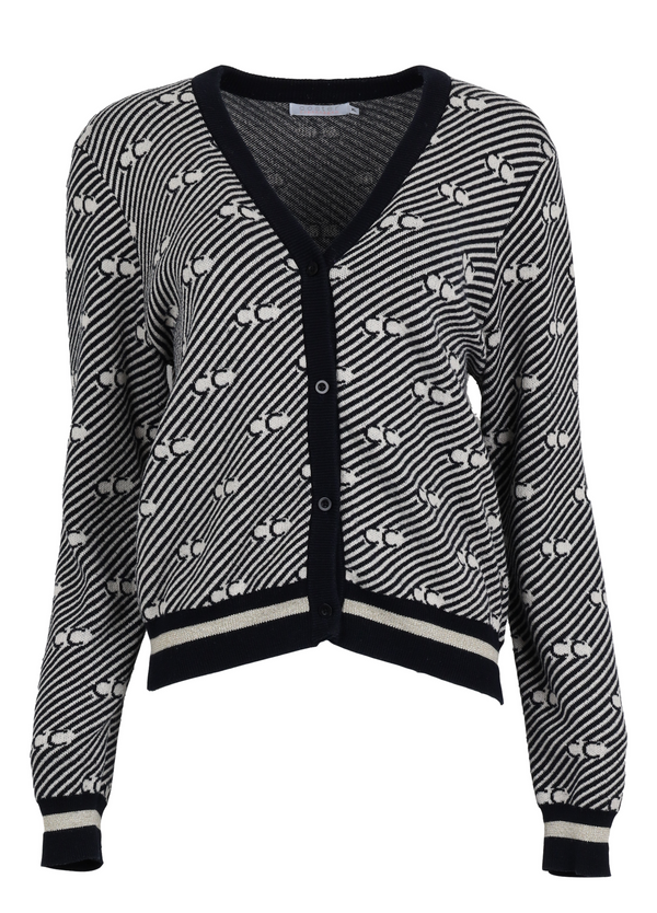 PRE-LOVED CARDIGAN IN CC JACQUARD  - Striped CC