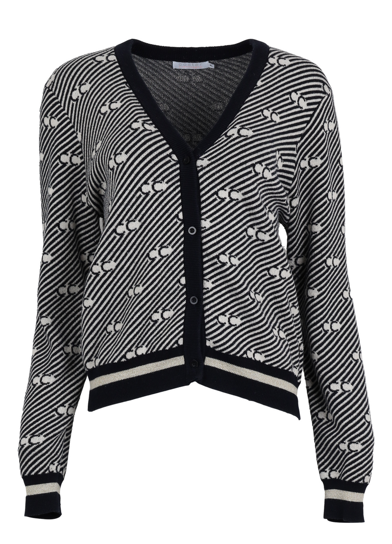 PRE-LOVED CARDIGAN IN CC JACQUARD  - Striped CC