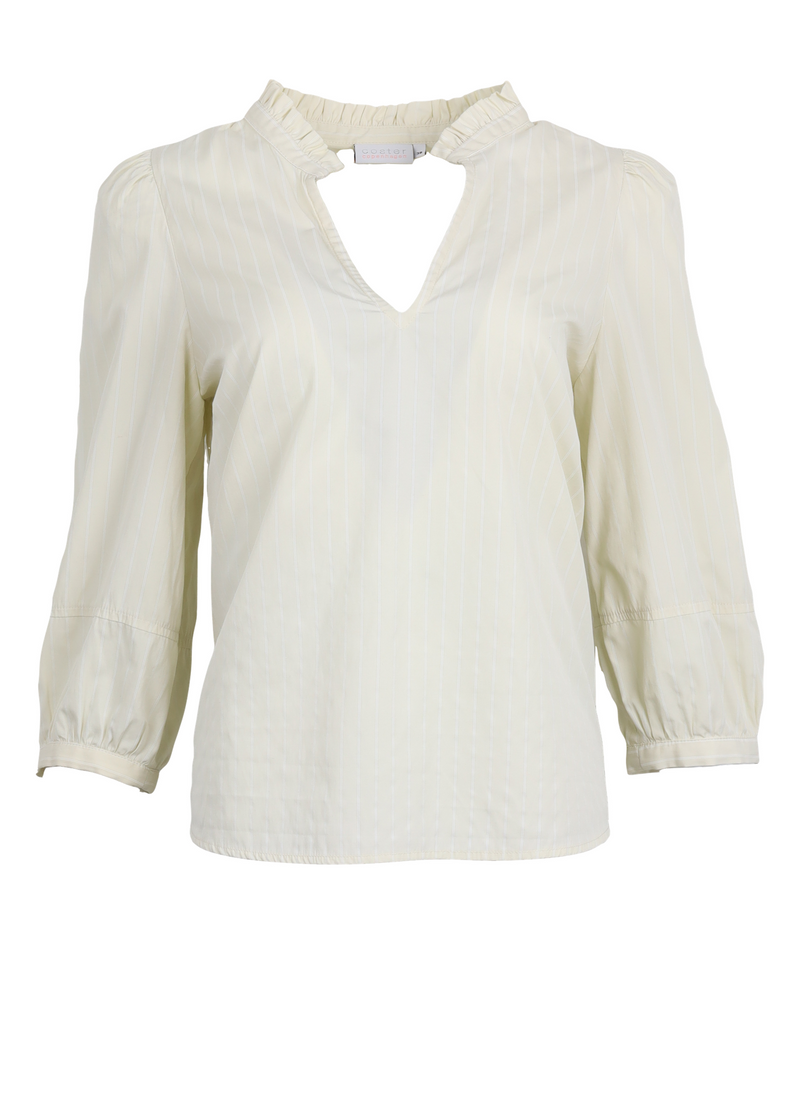 PRE-LOVED BLUSE MED LÆG  -  Cream stripes