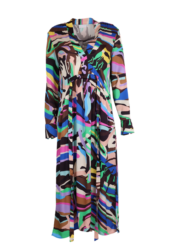 PRE-LOVED Kjole i multifarvet zebra print - 	Multicolor zebra print