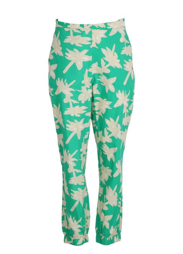 PRE-LOVED AFSLAPPEDE BUKSER M. WILD FLOWER PRINT - SILLE FIT - Wild flower print