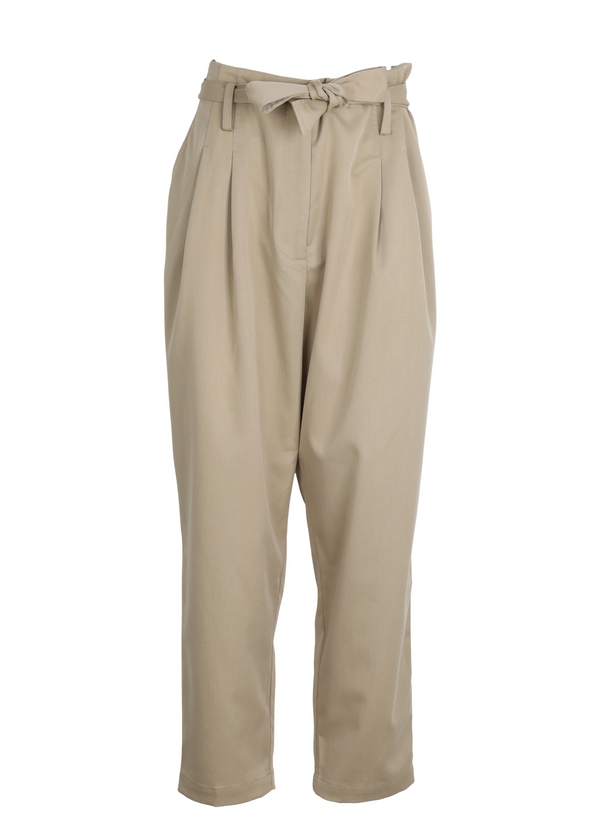 PRE-LOVED HØJTALJEDE BUKSER M. BÆLTE  - Alder Beige