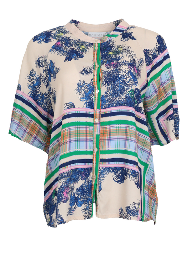 PRE-LOVED Shirt w. short sleeves - Scarf print