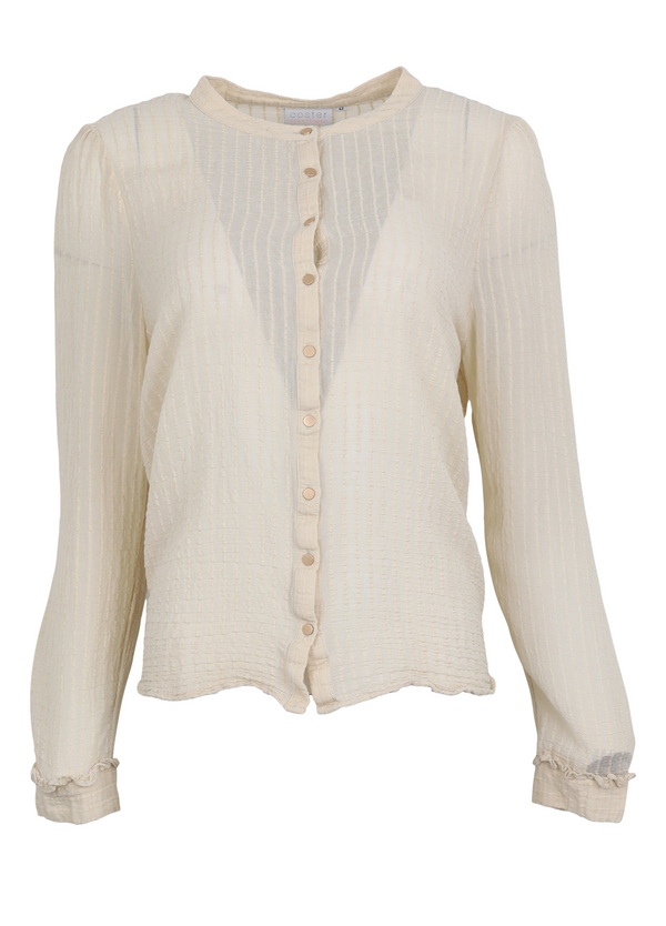 PRE-LOVED LONGSLEEVED SHIRT W. FRILL AT CUFFS  - Corn Cream