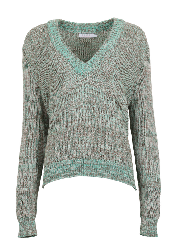 PRE-LOVED V-neck sweater in green mix - Seawool - 448