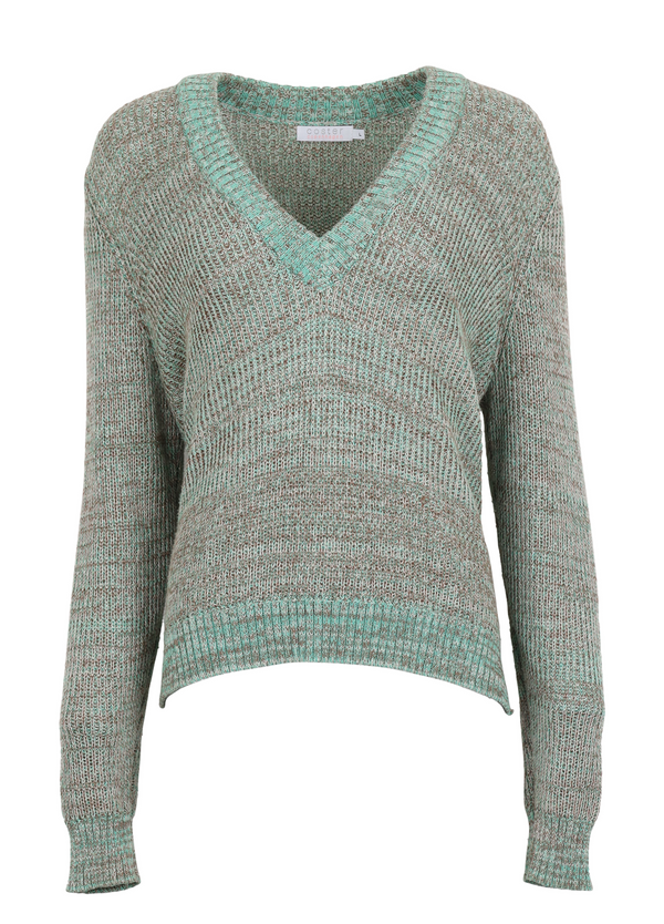 PRE-LOVED SEAWOOL SWEATER MED V-HALS - Garden greens - Seawool