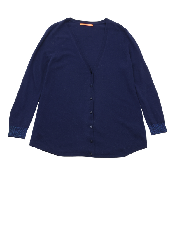 PRE-LOVED CC HEART LANG CASHMERE CARDIGAN  - Night Sky Blue