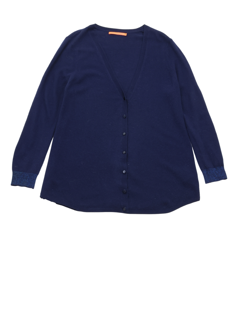 PRE-LOVED CC HEART LANG CASHMERE CARDIGAN  - Night Sky Blue