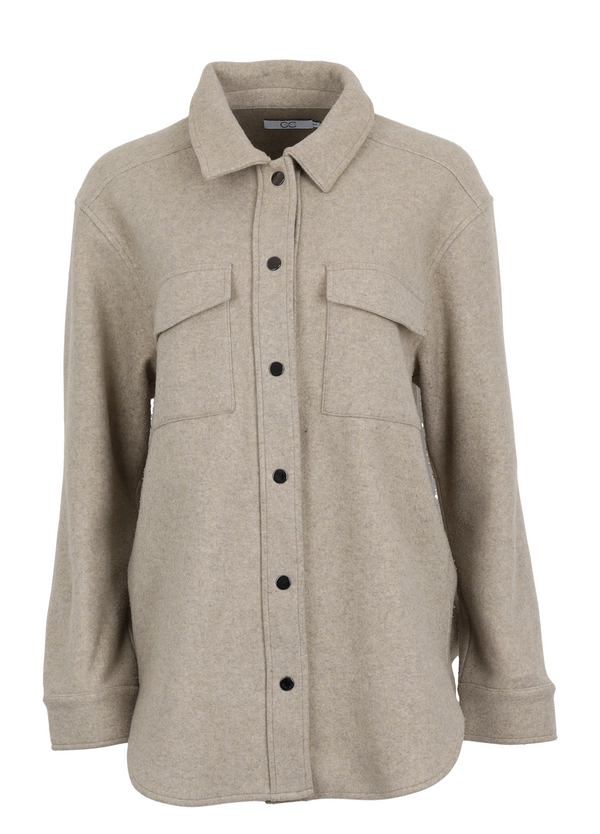 PRE-LOVED CC HEART OVERGANGSJAKKE I FELT  - Sand Melange