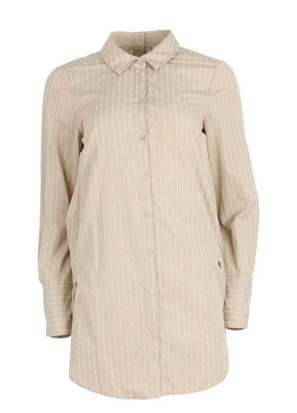 PRE-LOVED OVERSIZED SKJORTEKJOLE  - Camel stripe