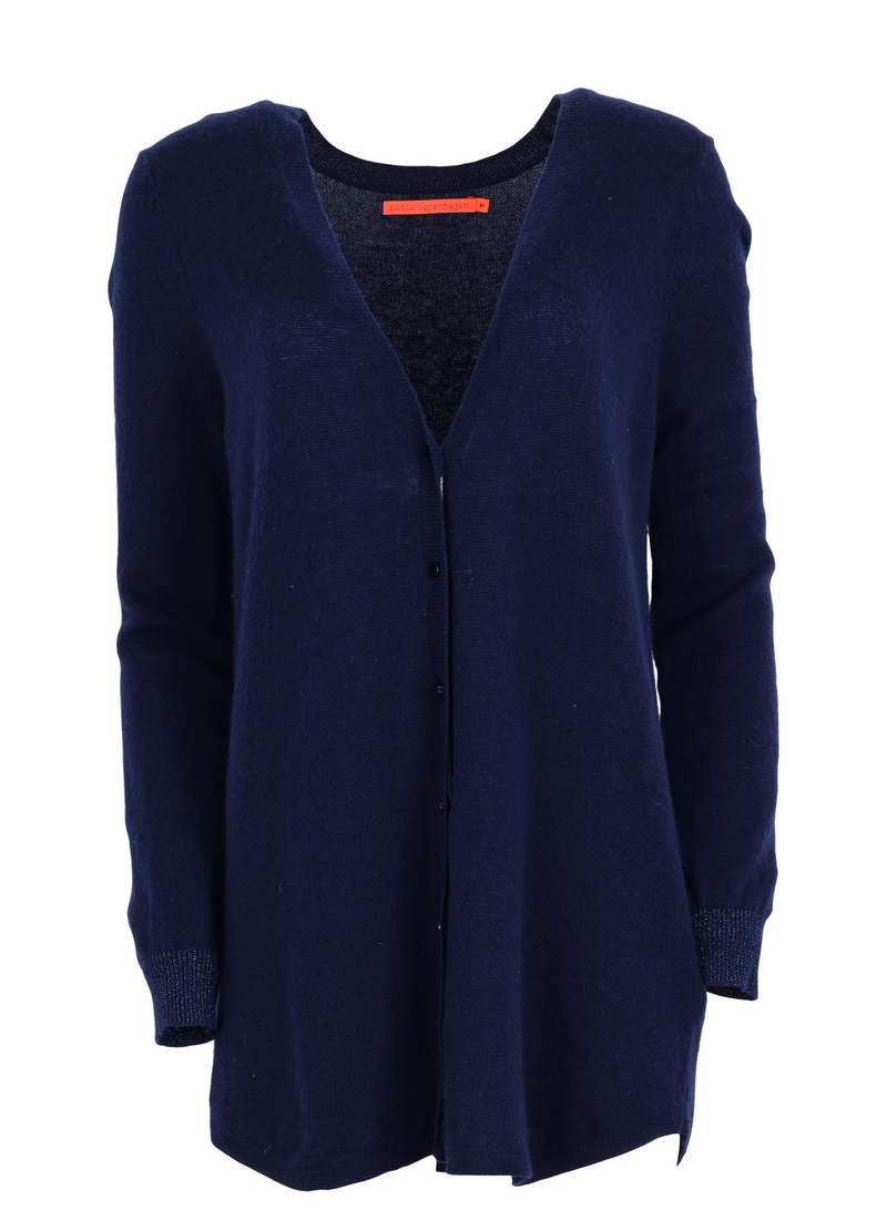 PRE-LOVED CC HEART LANG CASHMERE CARDIGAN  - Night Sky Blue