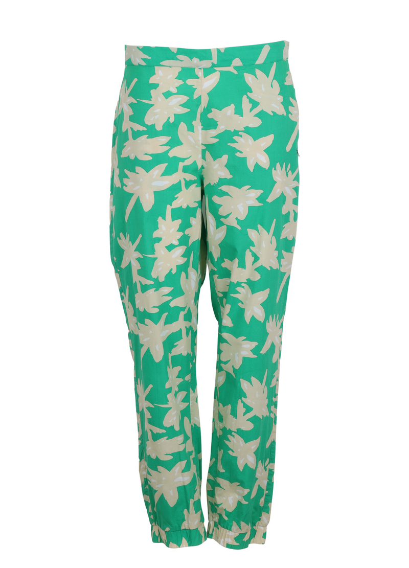 PRE-LOVED AFSLAPPEDE BUKSER M. WILD FLOWER PRINT  - SILLE FIT