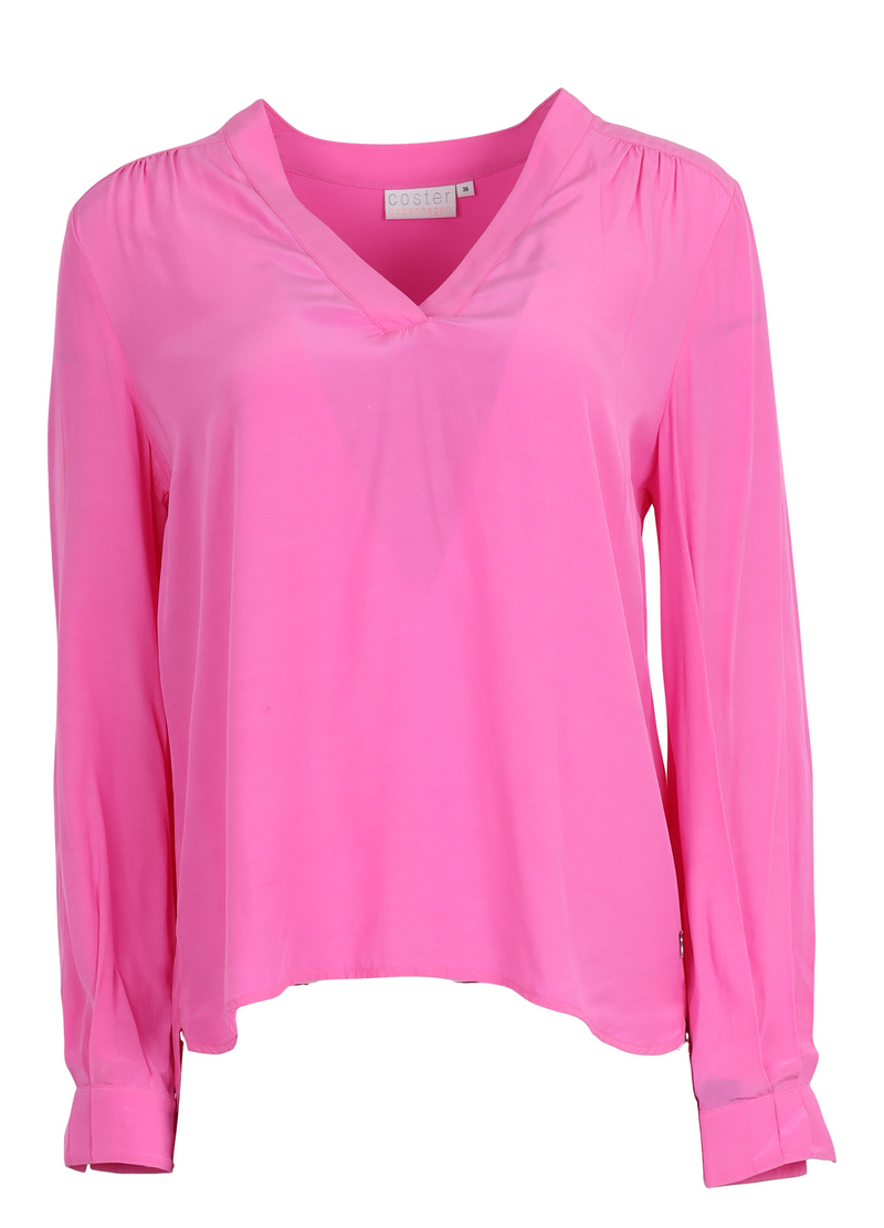 PRE-LOVED BLUSE M. V-HALS  - Diva pink