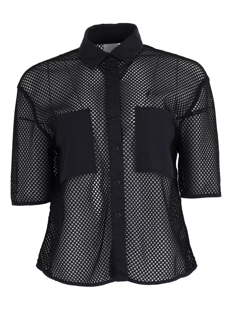 PRE-LOVED MESH SKJORTE -  Black