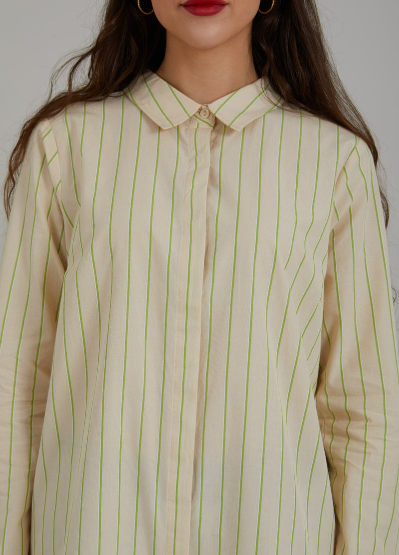 Coster Copenhagen LANG SKJORTE M. TYNDE STRIBER Shirt/Blouse Flash green stripe - 416
